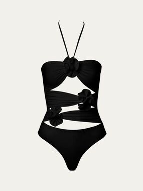 NWT MAYGEL CORONEL
Trinitaria Cutout Halter One-Piece Swimsuit